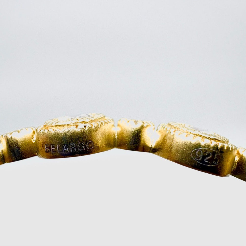 New Freida Rothman Matte Gold Bezel-Set Cubic Zirconia Oval Bangle Bracelet - Picture 4 of 5